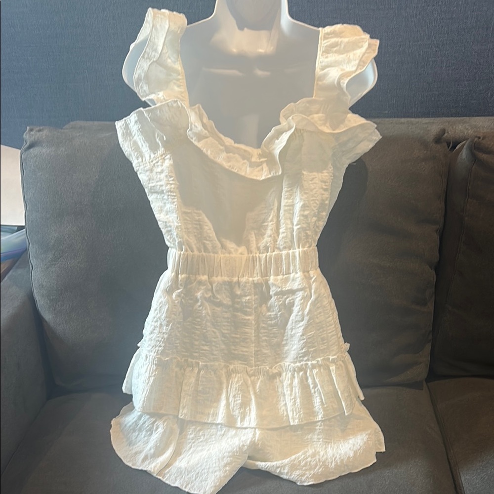 White Ruffled Romper - Picture 3 of 3